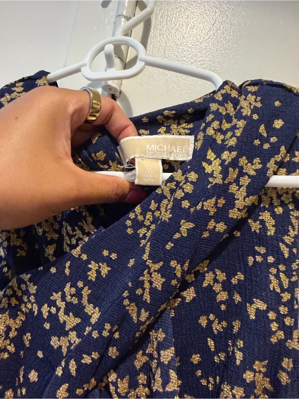 Michael Kors Navy and Gold Floral Dress